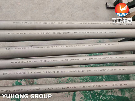 EN10216-5 D2/T1 1.4404 316L Tubo de intercambiador de calor de acero inoxidable para generación de energía